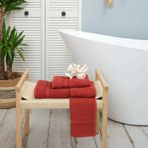 Karaca Karaca Home Daily Soft 100% Cotton Bath Towels 70x140cm Terracotta | 200.20.01.0271 - Home & Kitchen - Lebanon