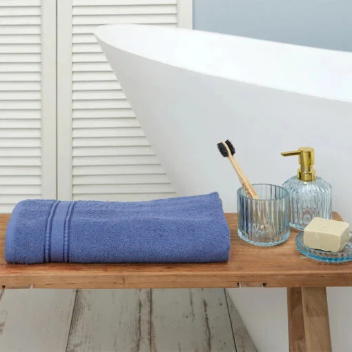Karaca Karaca Home Daily Soft Indigo 100% Cotton Towels 70x140cm | 200.20.01.0298 - Home & Kitchen - Lebanon