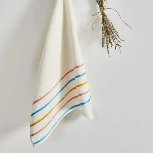 Karaca Karaca Home Choose-Happy Bordered Towels 30X50cm | 200.19.01.0325 - Home & Kitchen - Lebanon