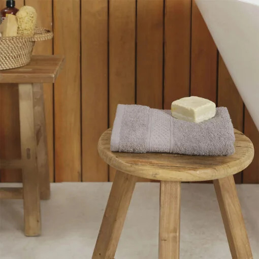 Karaca Karaca Home Dielle Recycle 100% Cotton Bath Towels 50x90cm Grey | 200.20.01.0671 - Home & Kitchen - Lebanon