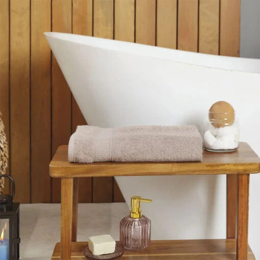 Karaca Karaca Home Dielle Recycle 100% Cotton Bath Towels 50x90cm Beige | 200.20.01.0673 - Home & Kitchen - Lebanon