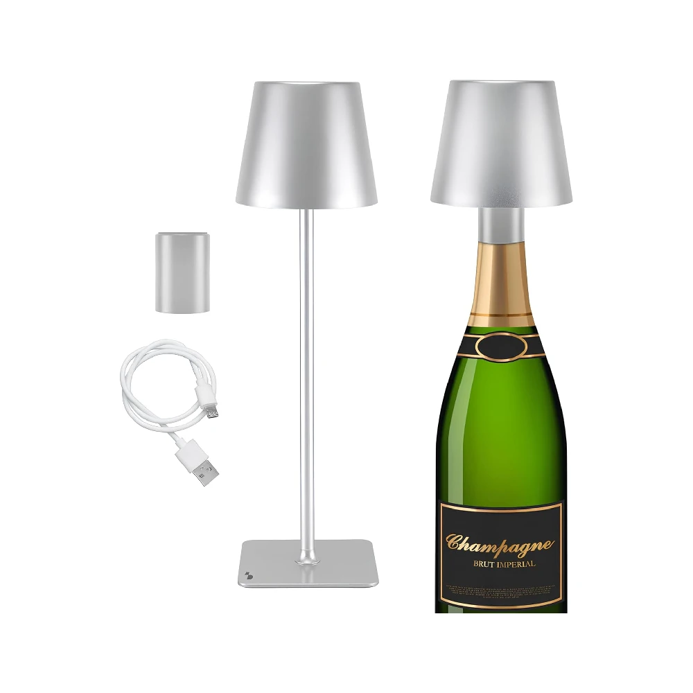 Beper 2-in-1 Wireless Table Lamp - Desk Touch Lamp - Silver | P201UTP117