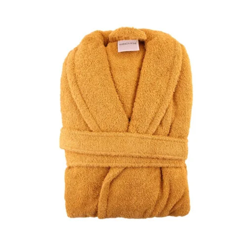 Karaca Karaca Home Back To Basic Mustard 100% Cotton Bathrobe L/XL | 200.18.01.0235 - Home & Kitchen - Lebanon