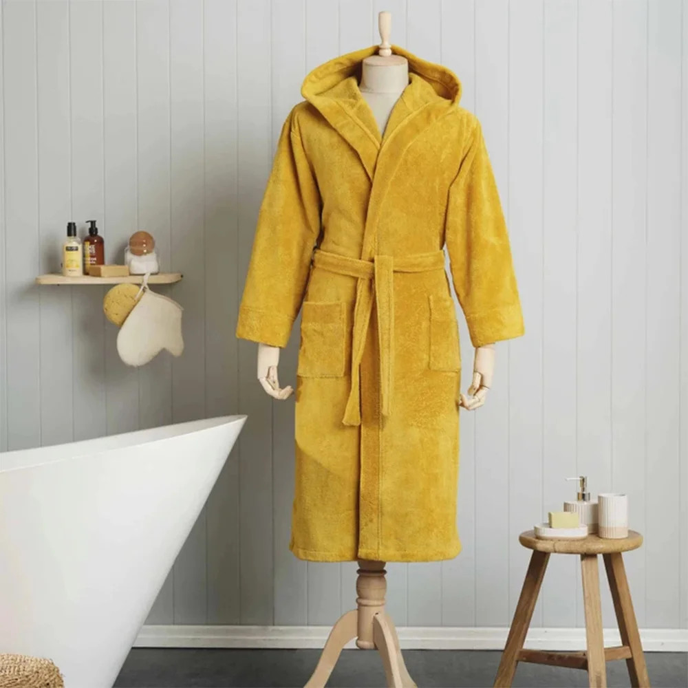 Karaca Karaca Home Motto Mustard Triga Polyester Bathrobe L/XL – 100% Cotton | 200.21.01.0338 - Home & Kitchen - Lebanon