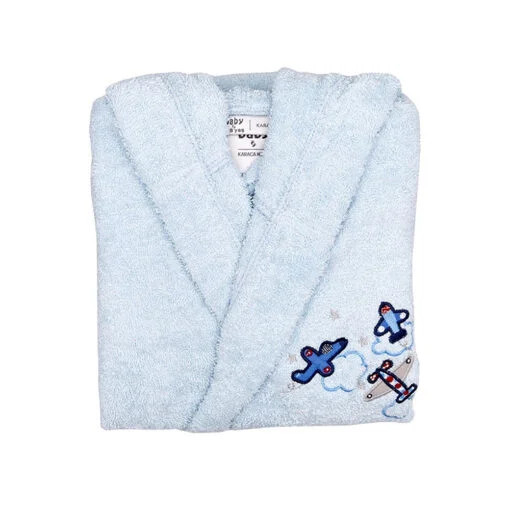 Karaca Karaca Home Airship 6-8 Years Old Child Bathrobe – Blue – 100% Cotton | 200.16.01.0096 - Home & Kitchen - Lebanon