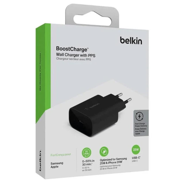 Belkin Belkin BoostCharge USB-C PD 3.0 PPS Wall Charger 25W – Black | WCA004VFBK - Phones & Wearables - Lebanon
