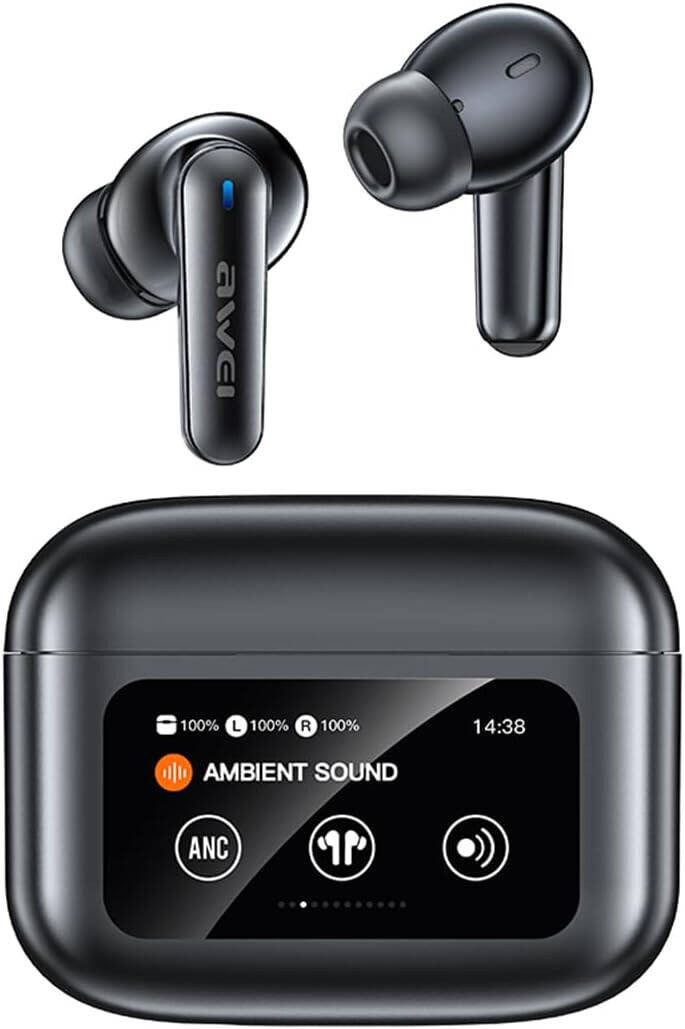 AWEI AWEI Wireless Earbuds ENC With Screen Black | TP57-BLACK - Computers & Tech - Lebanon
