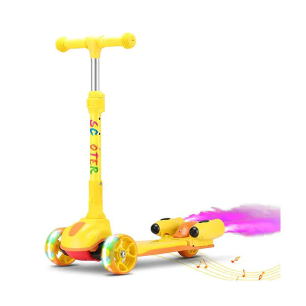 EN71 Kids Foldable 3-Wheel Electric Scooter, Yellow - Toys & Games - Lebanon
