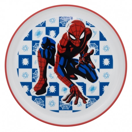 Disney Stor Non Slip Bicolor Premium Plate Spiderman Arachnid Grid | 74792 - Home & Kitchen - Lebanon