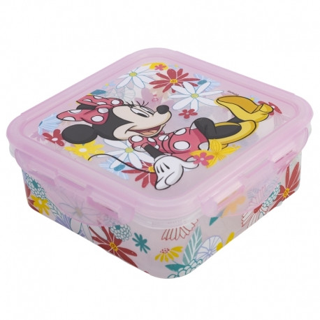 Disney Stor Square Hermetic Food Container 500ml Minnie Mouse Spring Look | 74459 - Home & Kitchen - Lebanon