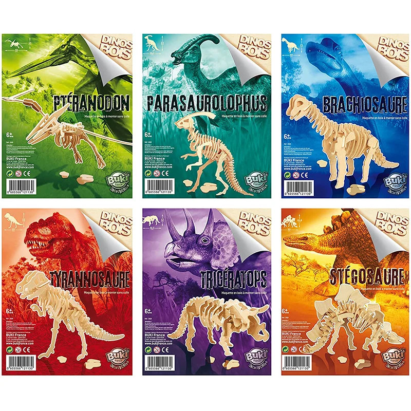 Buki Be Buki Be Wooden Dinos 3D | BKD6B - Toys & Games - Lebanon