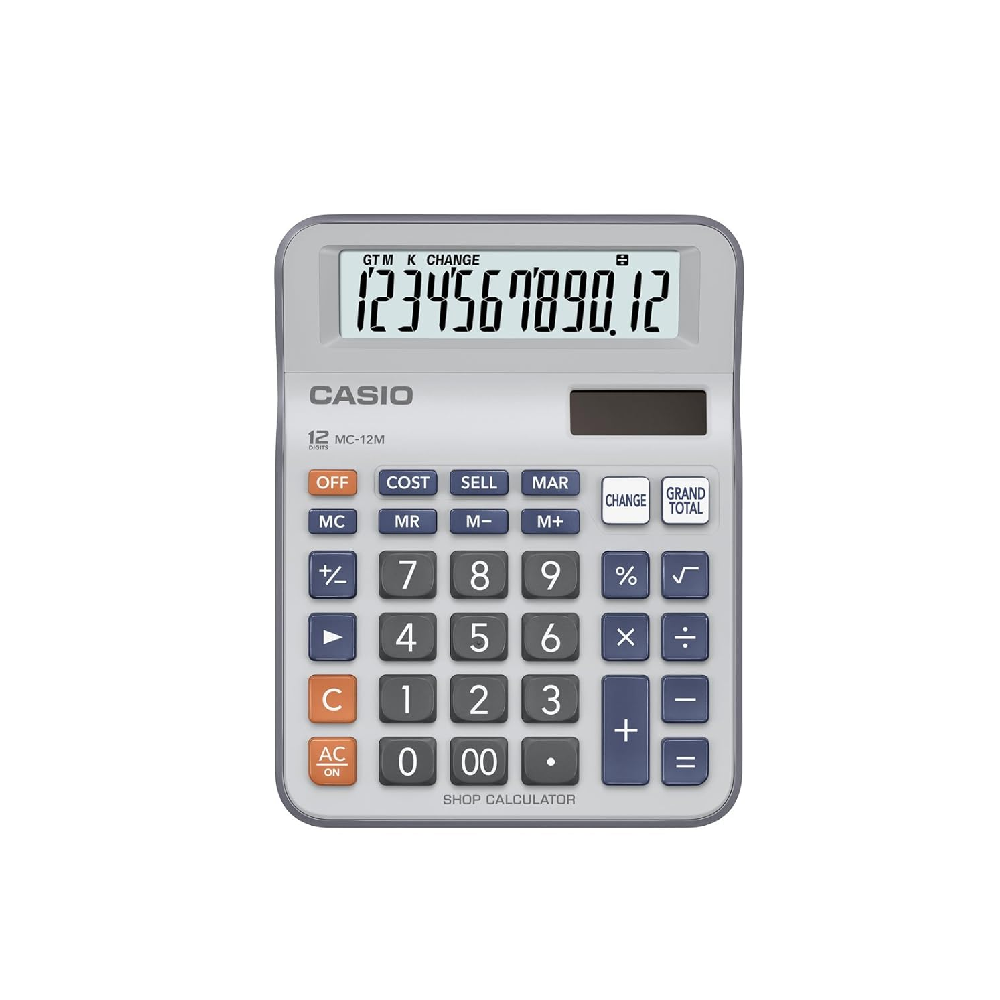 Casio Casio MC-12M — 12-Digit Shop Desktop Calculator with Change & Cost/Sell/Margin Functions — White | MC-12M-W-DP - Home & Kitchen - Lebanon