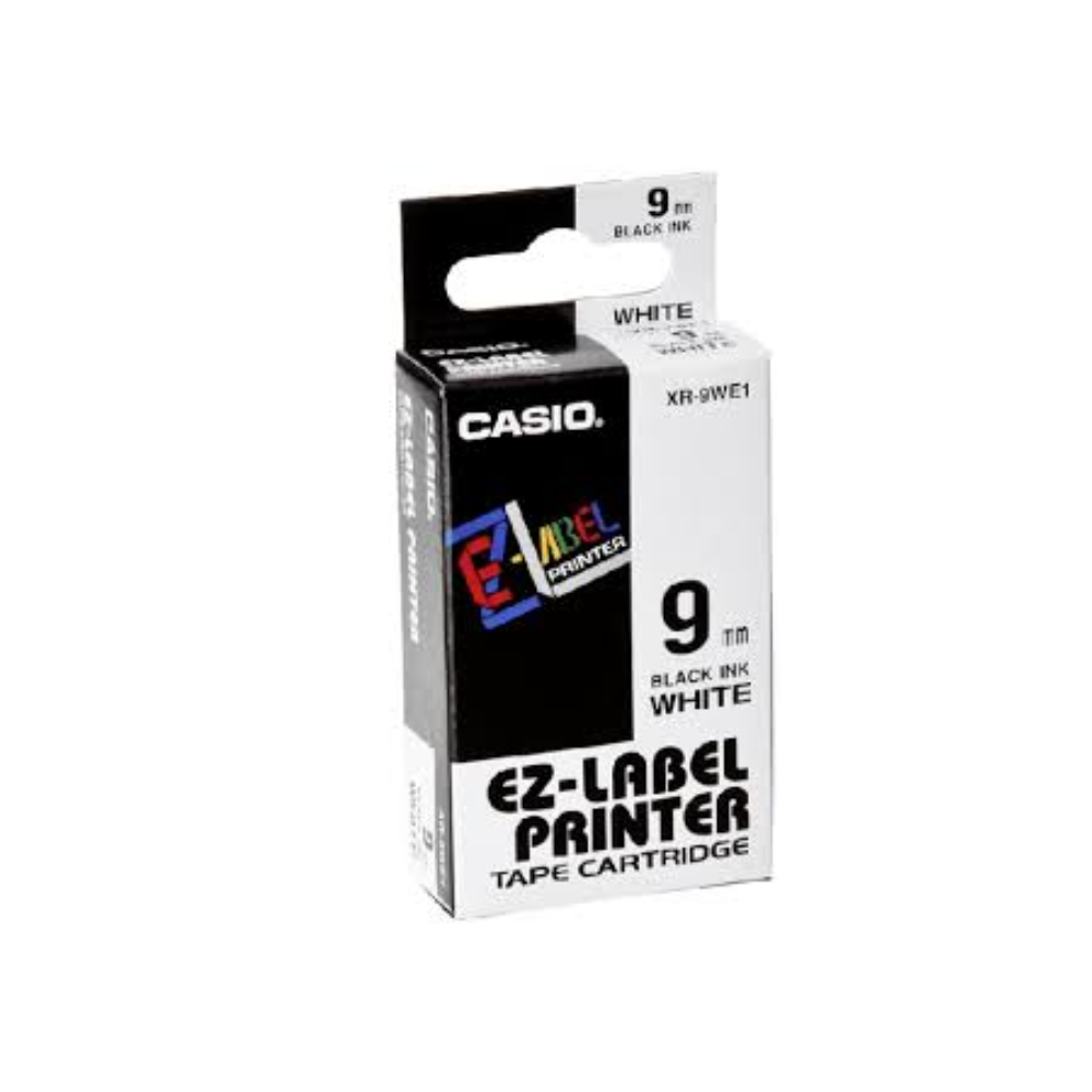 Casio 9mm Label Tape Cassette - Black/White | XR-9WE1-W-DJ1