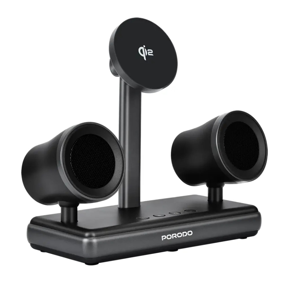 Porodo Porodo Speaker Charging Dock With Qi2 Wireless Charging – Black | PD‑FWCH050‑BK - Phones & Wearables - Lebanon