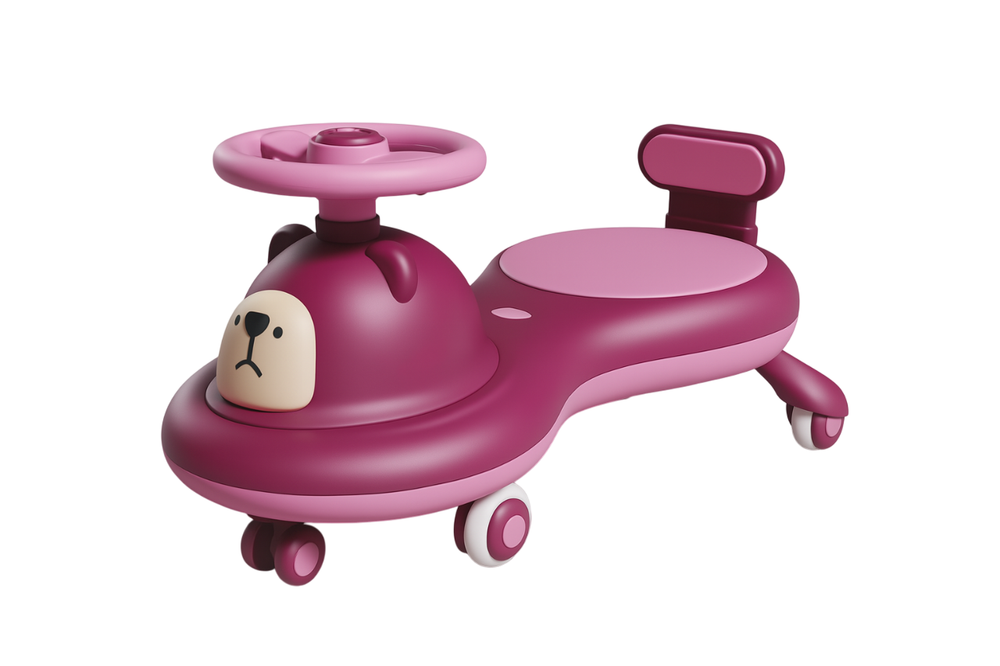 Kids Bear-Themed Twist Ride-On Car – Magenta & Pink | AL811 - Toys & Games - Lebanon