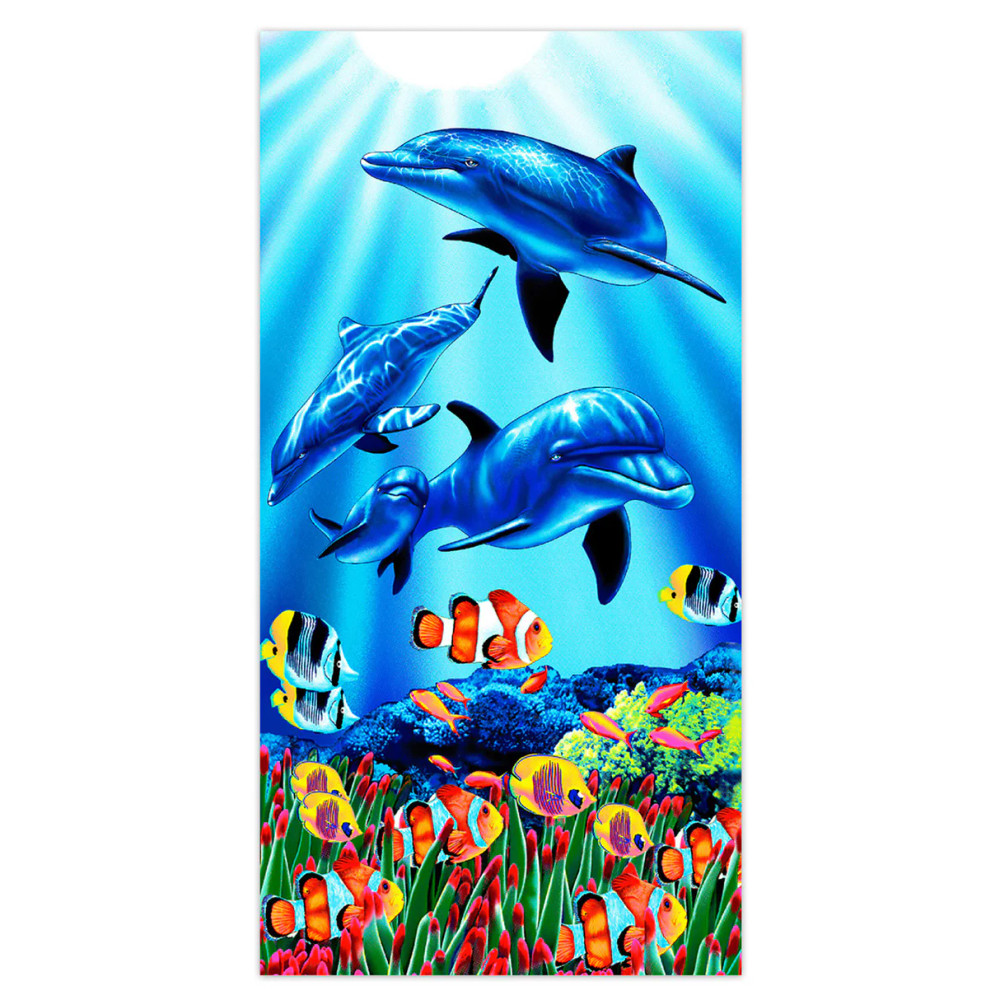  Ocean Theme Beach Towel – Dolphin & Coral Print 100x180cm | AL-42285-100 - Home & Kitchen - Lebanon