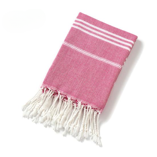  Turkish Beach Towel – Pink & White with Tassels | AL-42238-1 - Home & Kitchen - Lebanon