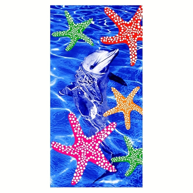 Beach Towel – Dolphin & Starfish Print | AL-42285-100 - Home & Kitchen - Lebanon
