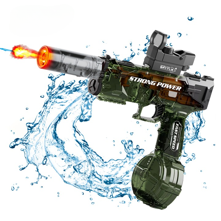 Electric SMG Toy Gun with Light & Sound – Green Transparent | AL518-25 - Toys & Games - Lebanon