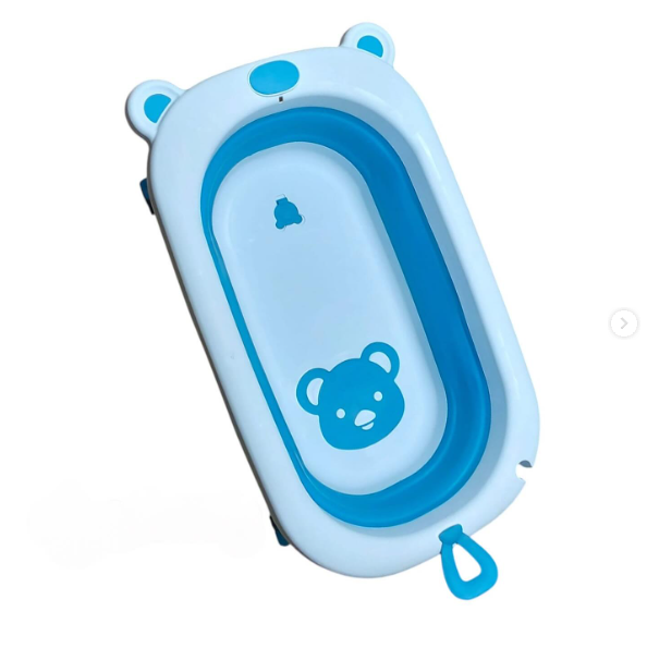 Foldable Baby Bathtub with Bear Design – Blue | LGL-11 - Home & Kitchen - Lebanon
