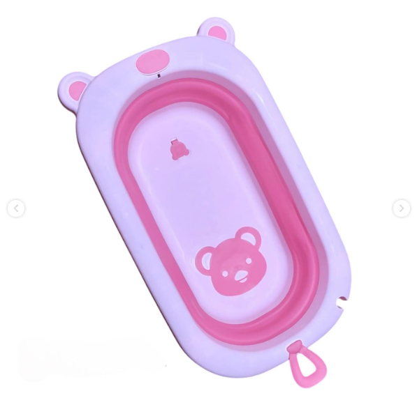 Foldable Baby Bathtub with Bear Design – Pink | LGL-11 - Home & Kitchen - Lebanon
