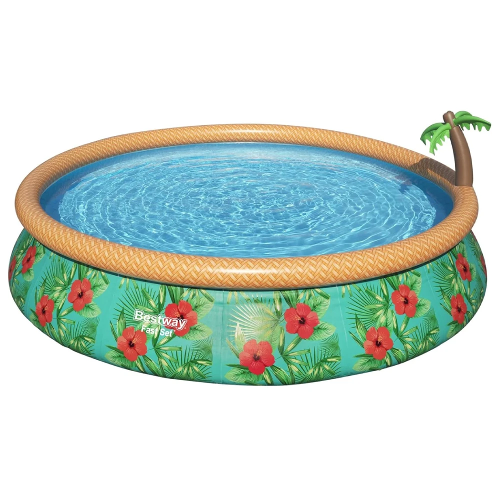Bestway Fast Set Paradise Palms 15Ft x 33" Round Inflatable Outdoor Swimming Pool | 57416