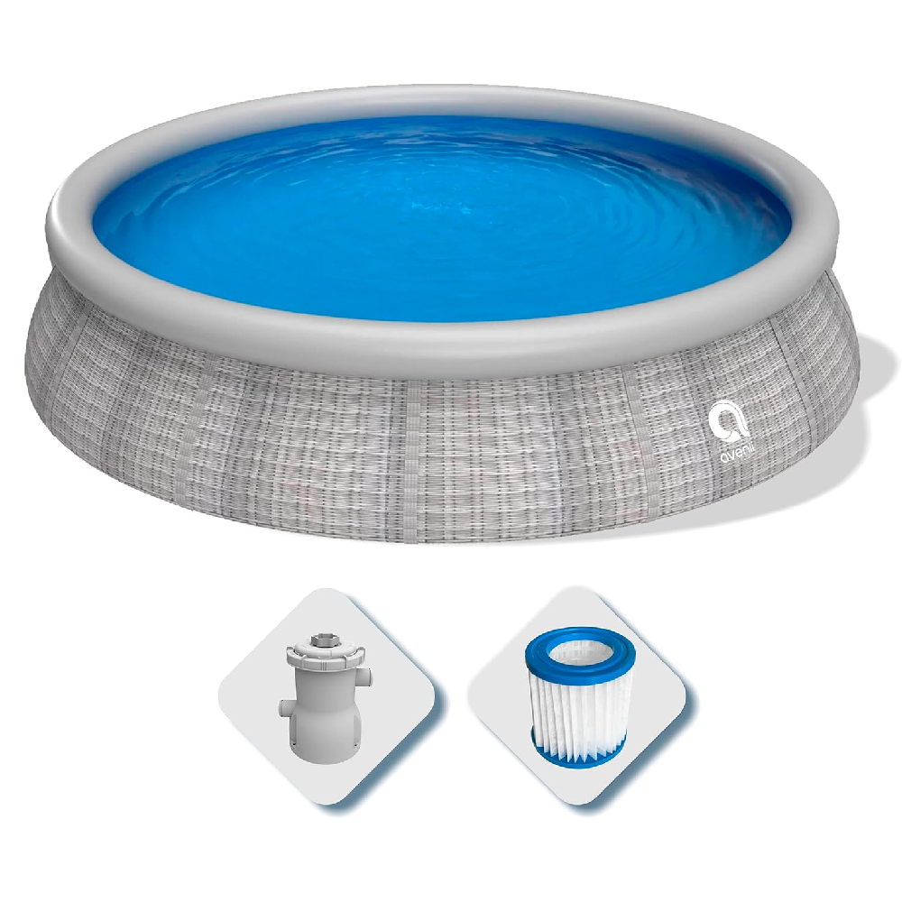 Avenli Avenli Inflatable Top Ring Rattan Pool with Filter - 450x84cm | 12021EU - Sports & Outdoors - Lebanon