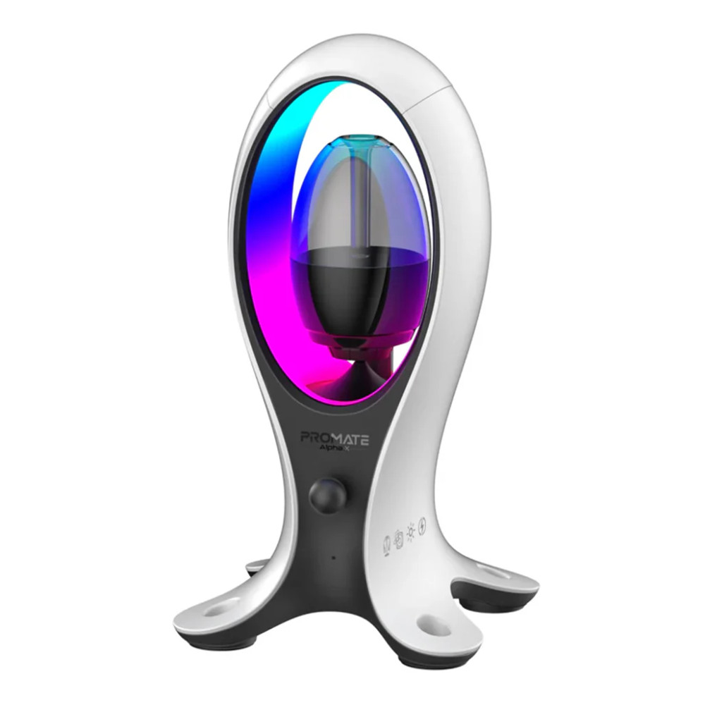 Promate Promate 4-in-1 Multifunctional Headphone Stand with RGB Speaker & USB Hub – Silver | ALPHA-X - Computers & Tech - Lebanon