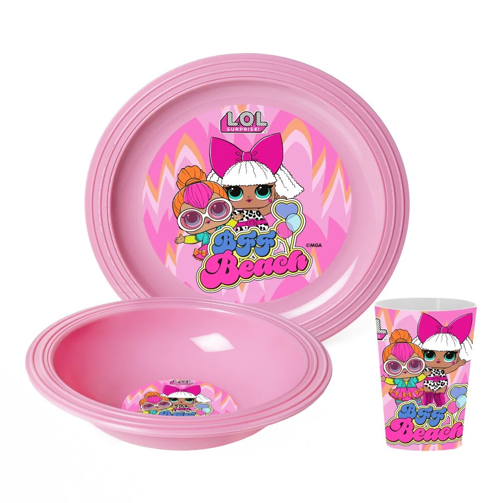 Herevin Bff Beach Breakfast Plastic Set - 3Pcs | 162441-230N - Home & Kitchen - Lebanon