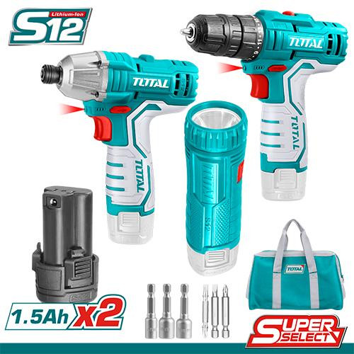 Total Total 12V مجموعة مقدح+فرد شد براغي تورك+انتريك عالبطارية | TKLI1203 - Home & Kitchen - Lebanon