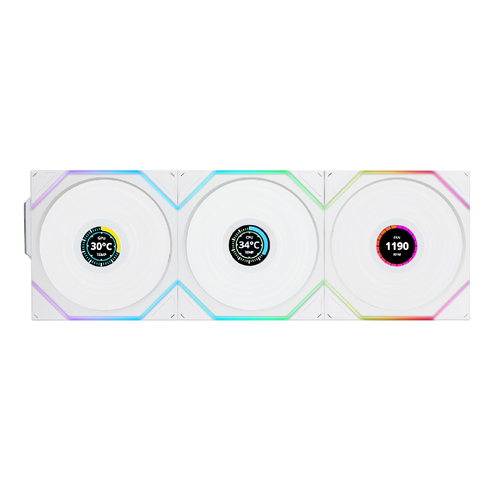 Lian Li Lian Li UNI Fan TL LCD Wireless 120-Triple Pack-2.4 GHz Wireless Signal ARGB Fan - White | 12TLLCD1W3W - Computers & Tech - Lebanon