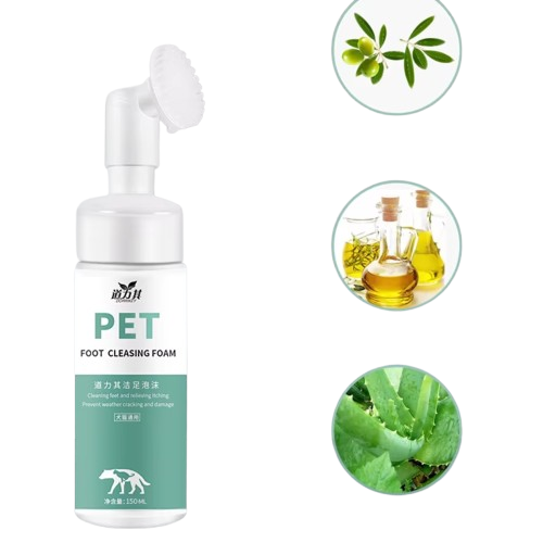 Pet Foot Cleansing Foam with Soft Brush - 150ml | PET-FC-150 - Sports & Outdoors - Lebanon