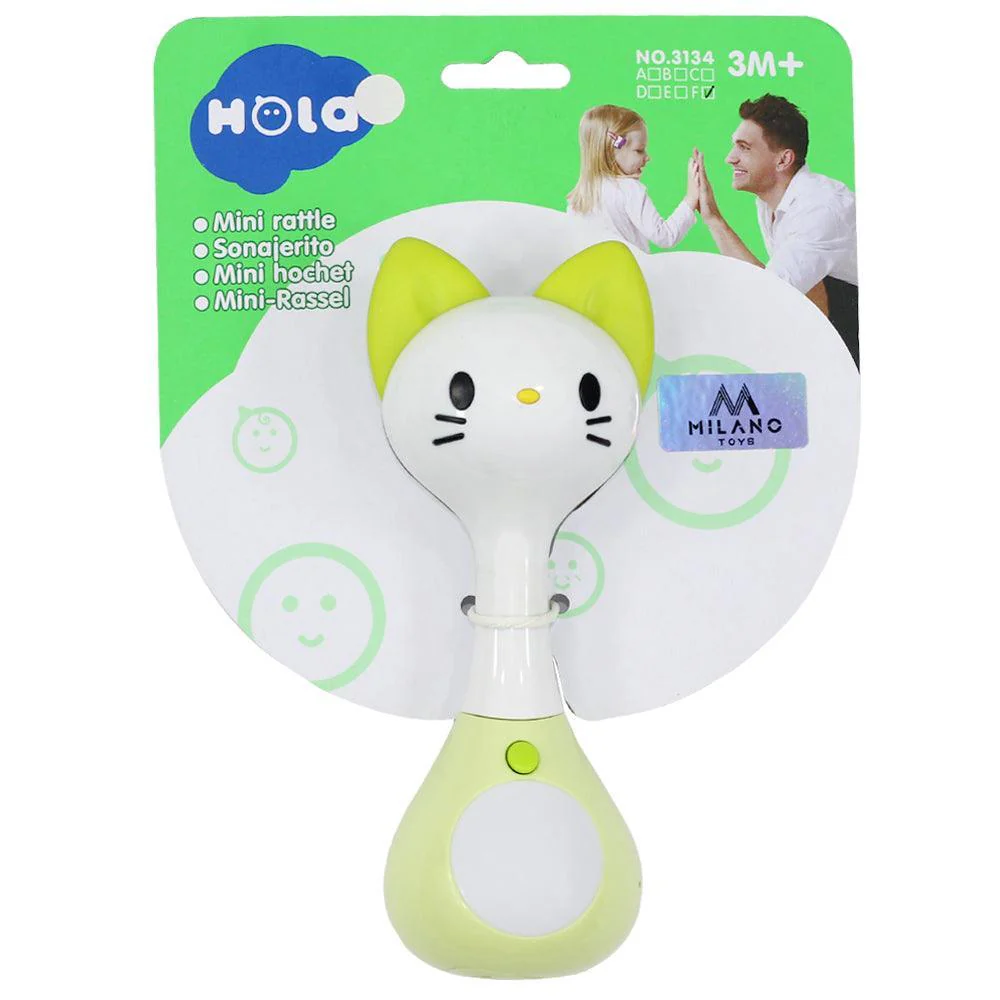 Hola Hola Mini Rattle Toy - Cat Design - Green | 3134 - Toys & Games - Lebanon