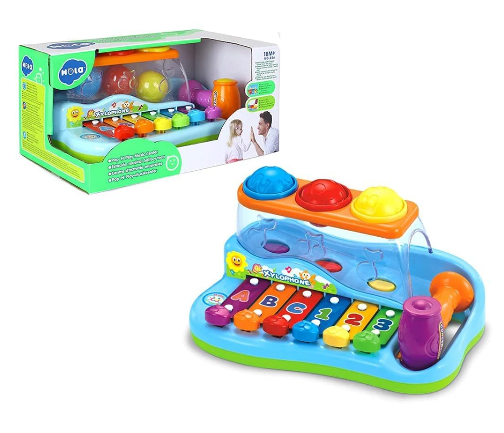 Hola Hola Xylophone Ball Drop Toy with Hammer - Musical Learning Activity | 856 - Toys & Games - Lebanon