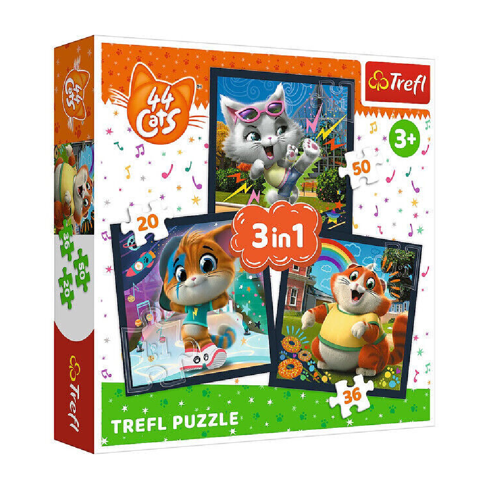 Trefl Trefl 3-in-1 Cats Figures Puzzle - 20 to 50 Pcs | 34865 - Toys & Games - Lebanon