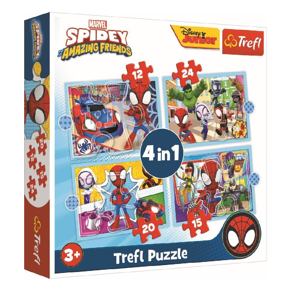Trefl Trefl 4-in-1 Spidey and His Amazing Friends Puzzle - 12-24 Pcs | 34611 - Toys & Games - Lebanon