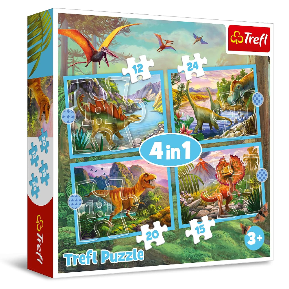 Trefl Trefl 4-in-1 Unique Dinosaurs Print Puzzle - 12-24 Pcs | 34609 - Toys & Games - Lebanon