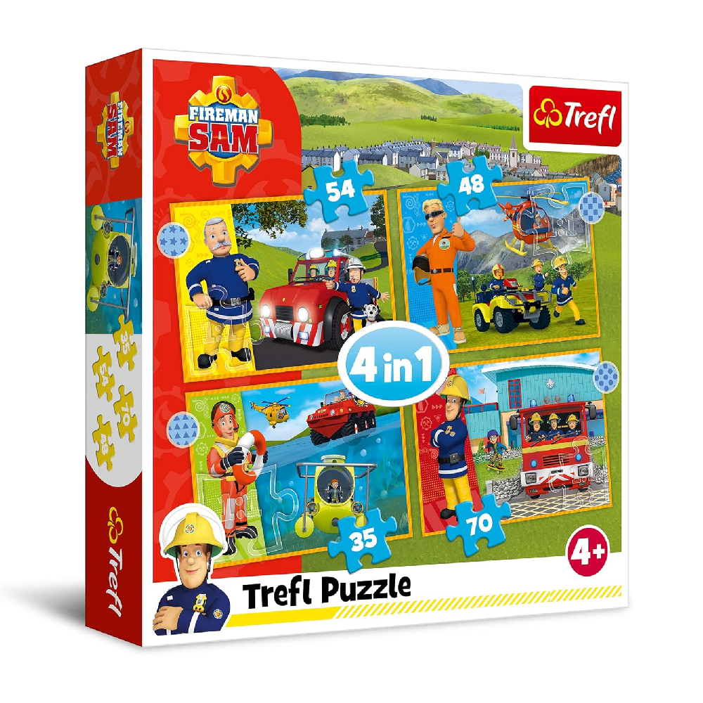 Trefl Trefl 4-in-1 Brave Fireman Sam Puzzle - 35-70 Pcs | 34387 - Toys & Games - Lebanon
