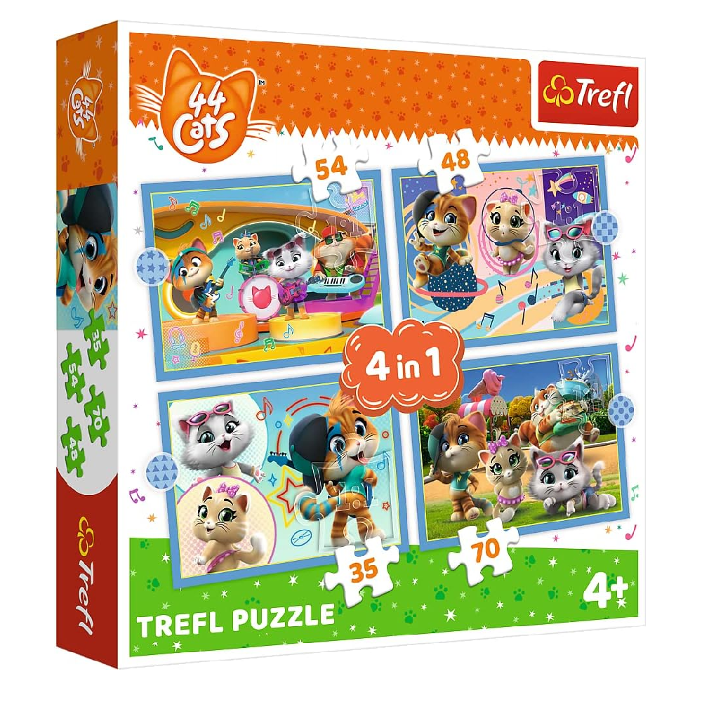 Trefl Trefl 4-in-1 44 Cats Figures Puzzle - 35-70 Pcs | 34612 - Toys & Games - Lebanon