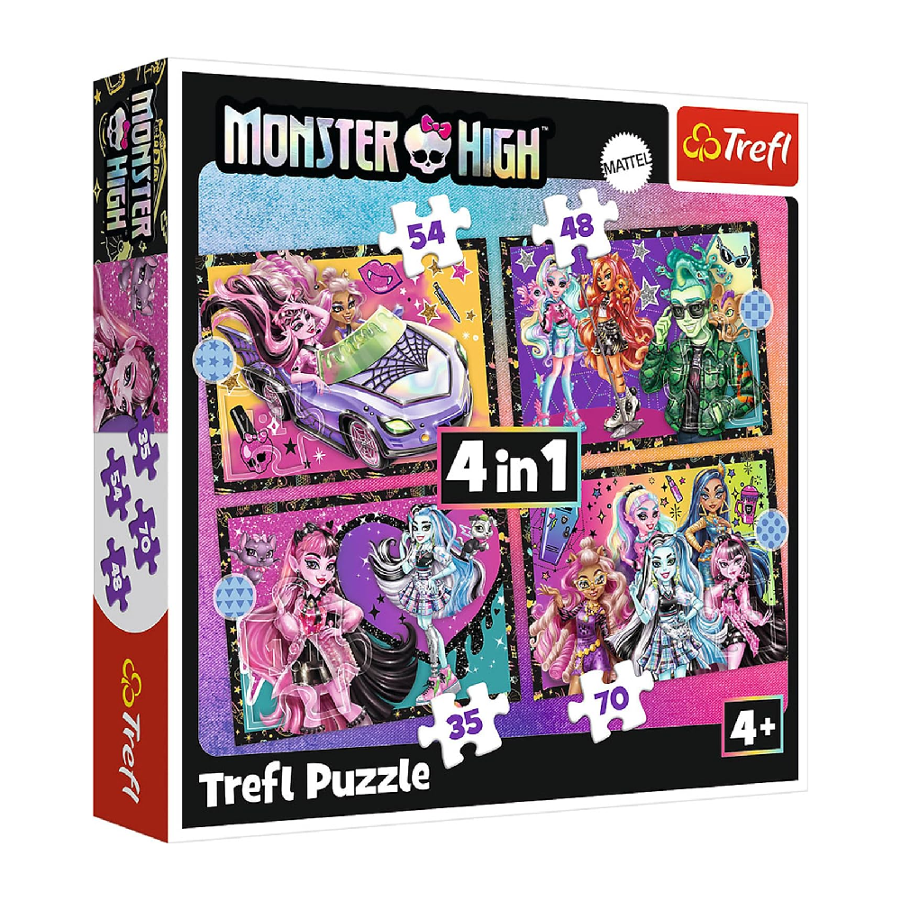 Trefl Trefl 4-in-1 Exciting Day Monster High Puzzle - 35-70 Pcs | 34655 - Toys & Games - Lebanon