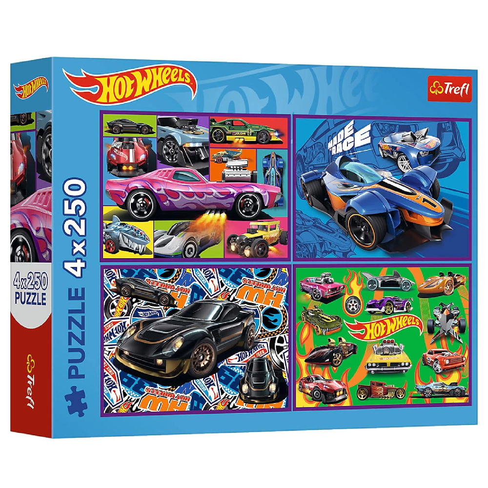 Trefl Trefl 4-in-1 Hot Wheels Racing Cars Puzzle - 250 Pcs | 13312 - Toys & Games - Lebanon