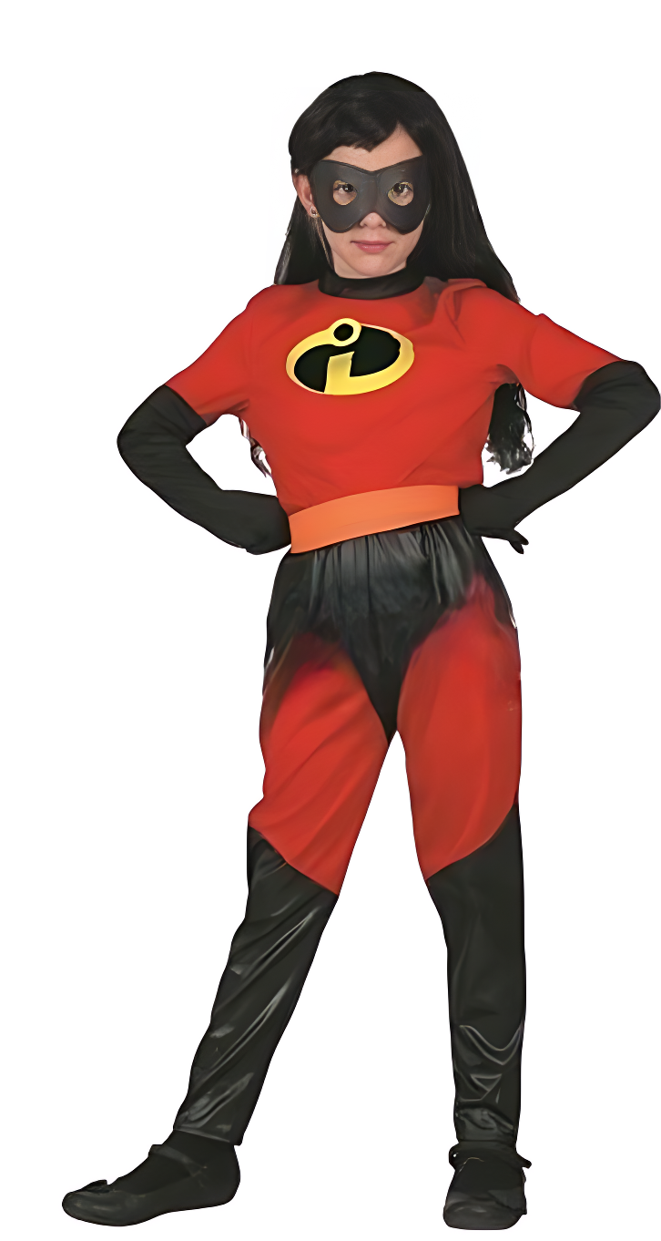 Disney The Incredibles Violet Classic Girls Costume (Jumpsuit with Attached Belt, Eyemask) - Small Size (110-120 cm) | 091442 - Toys & Games - Lebanon