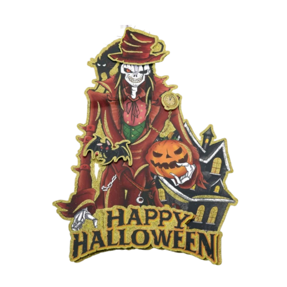Halloween Skeleton Gentleman with Pumpkin Wall Decoration | AL251-11 - Home & Kitchen - Lebanon
