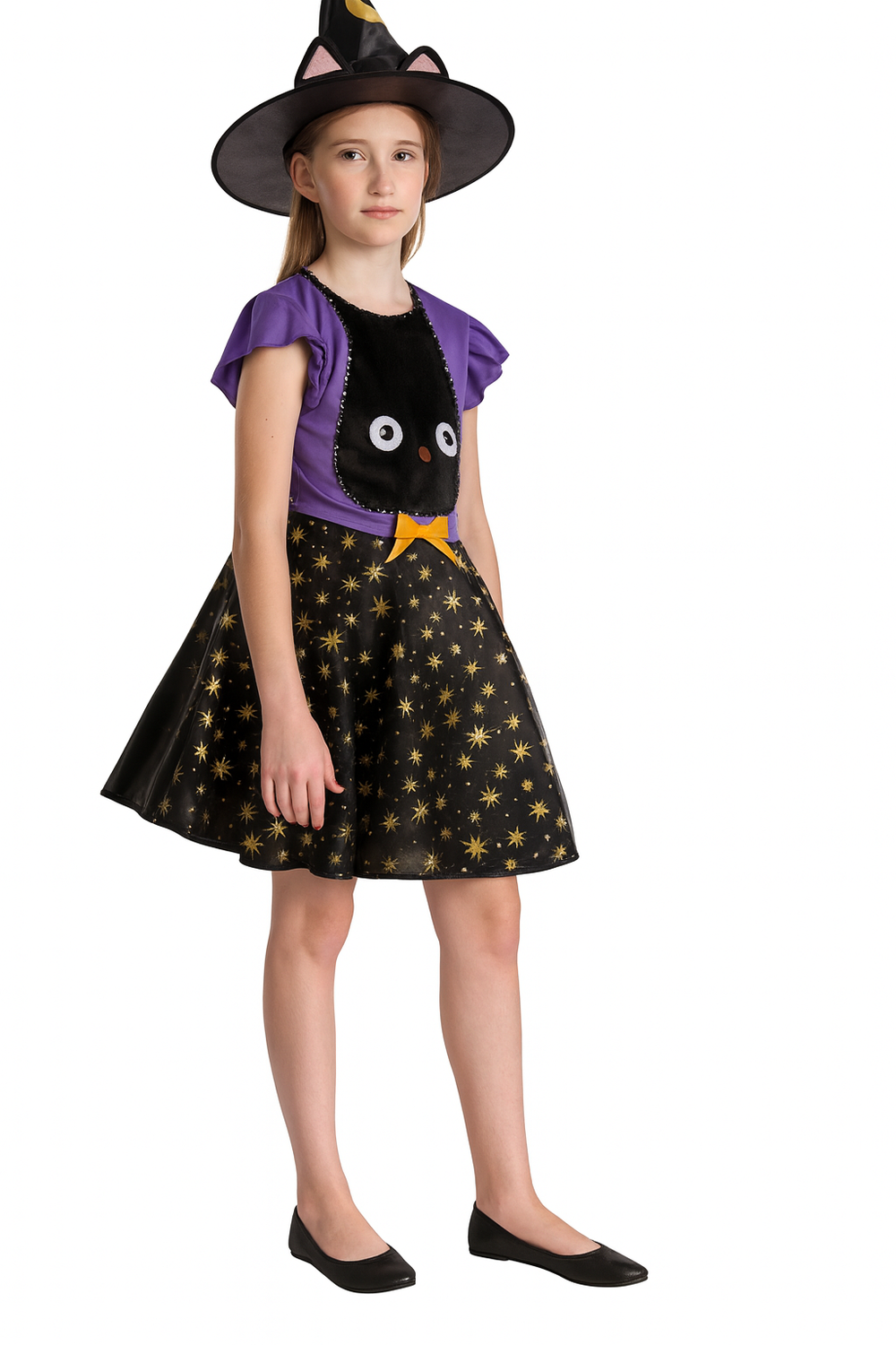 Black & Purple Witch Costume (Dress, Hat) - Small Size (110-120 cm) | 091395 - Toys & Games - Lebanon