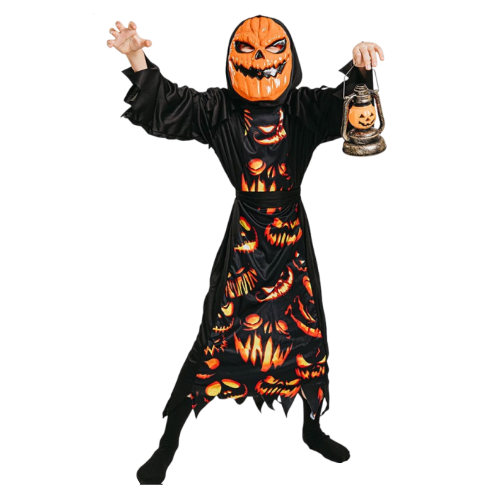 Creepy Pumpkin Demon Costume (Robe, Belt, Mask) - Medium Size (120-130cm) | 091808 - Toys & Games - Lebanon