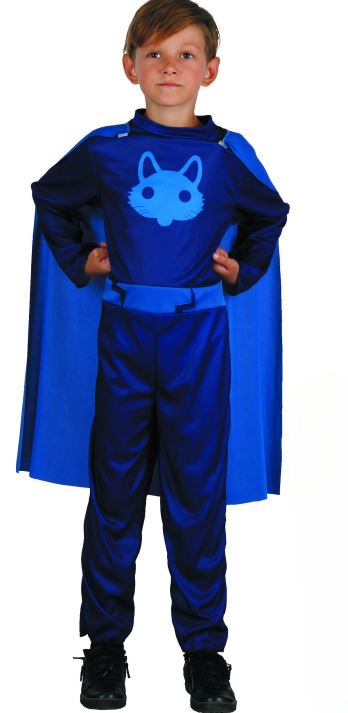 Blue Pajama Hero Costume (Jumpsuit with Cape) - Small Size (110–120 cm) | 091252 - Toys & Games - Lebanon