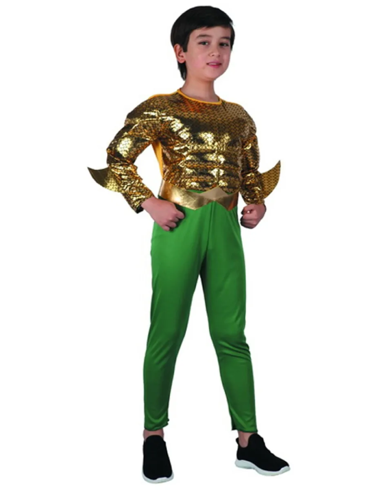 Gold Aquaman Boys Costume - Small Size (110–120 cm) | 091413 - Toys & Games - Lebanon