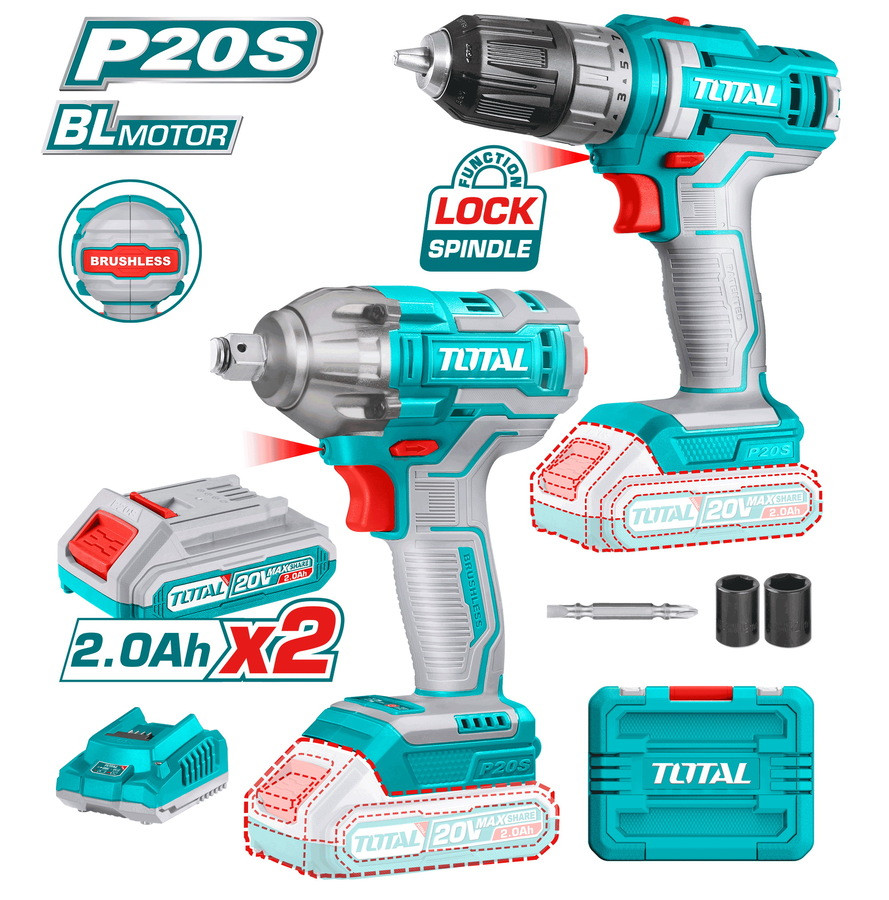 Total TOTAL Lithium-Ion Cordless 2-Piece Combo Kit | P20S - Home & Kitchen - Lebanon