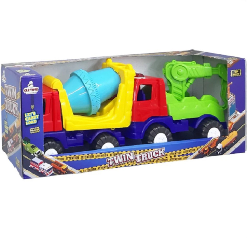 Toy Twin Construction Truck Set - Cement Mixer & Excavator | CLK-368 - Toys & Games - Lebanon