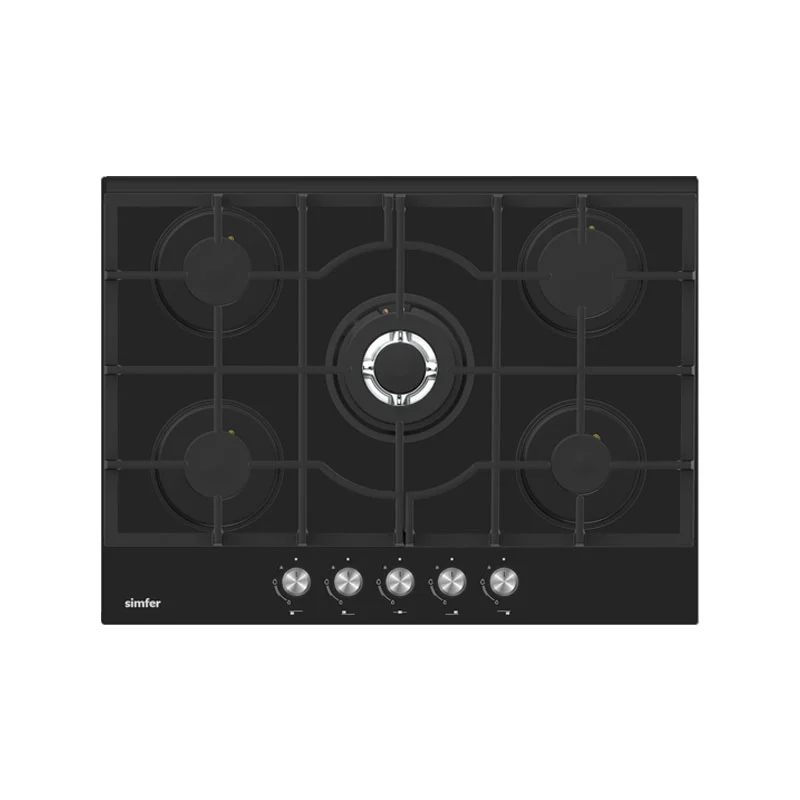 Simfer Simfer H7.505.HGSSP 70 cm Built-in Gas Hob Glass Black | MAO1-7505HGSSP - Home & Kitchen - Lebanon